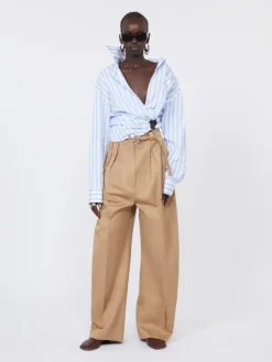 Oversized gabardine trousers - BISCUIT
