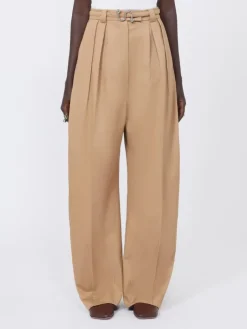 Oversized gabardine trousers - BISCUIT