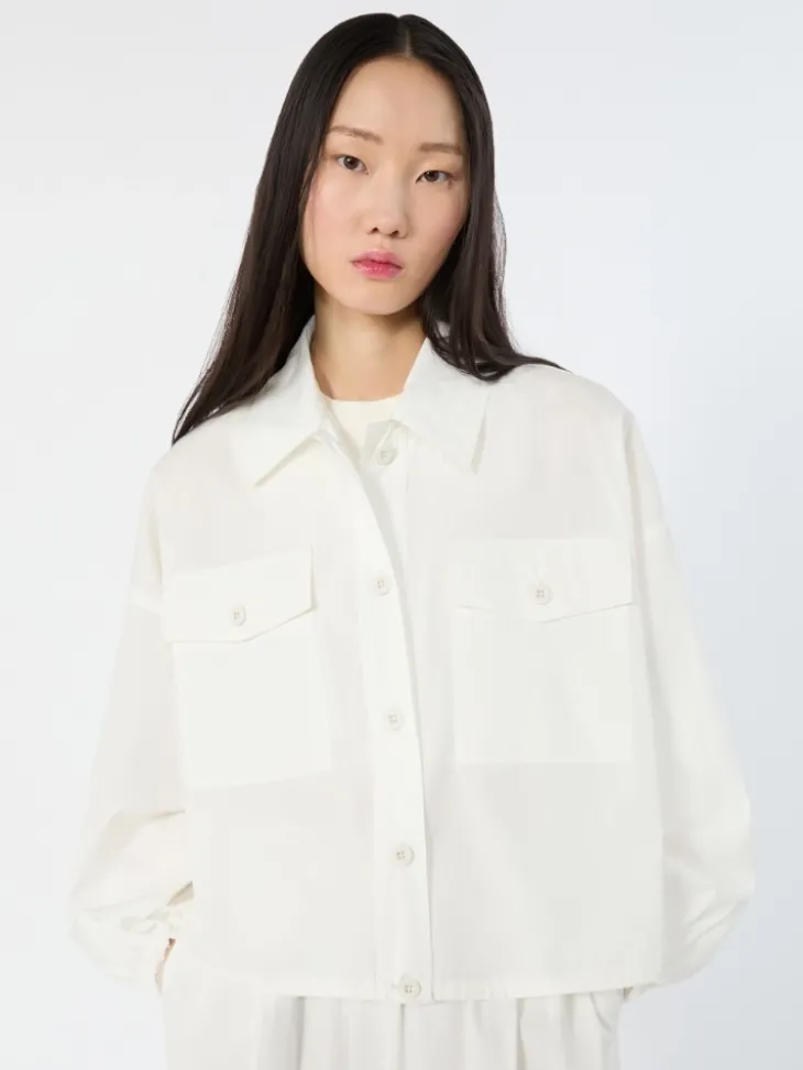 Oversized jacket in cotton poplin - IVORY