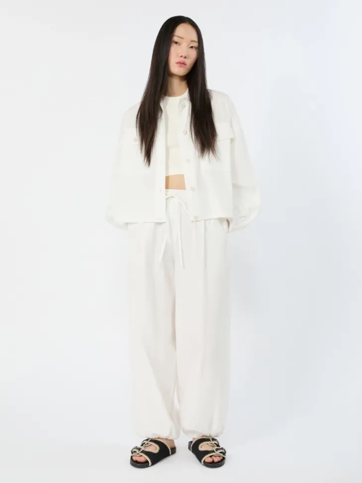 Oversized jacket in cotton poplin - IVORY