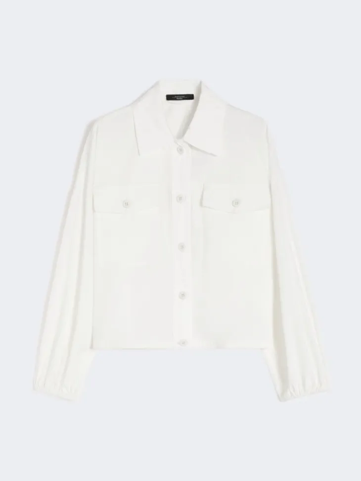 Oversized jacket in cotton poplin - IVORY