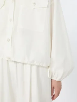 Oversized jacket in cotton poplin - IVORY