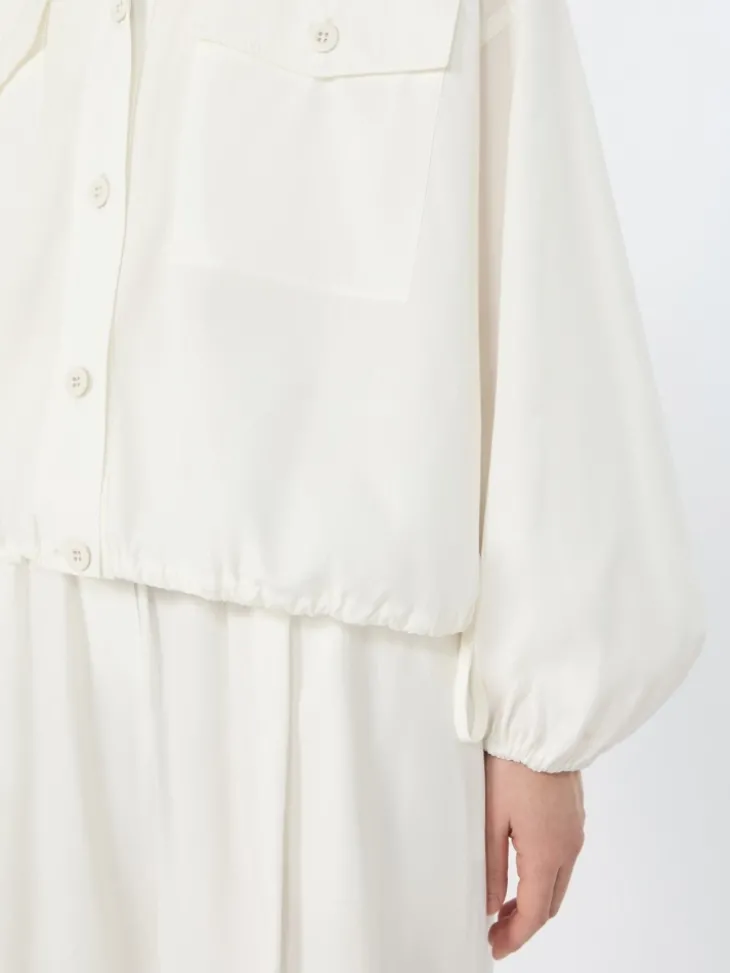 Oversized jacket in cotton poplin - IVORY