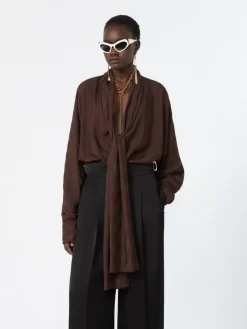 Oversized kimono shirt - CHOCOLATE