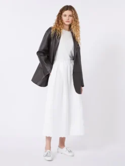 Oversized leather blazer - BROWN