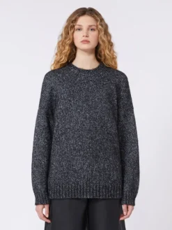 Oversized mohair and lurex sweater - DARK GREY