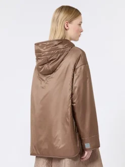 Oversized padded jacket in water-repellent canvas - MUD