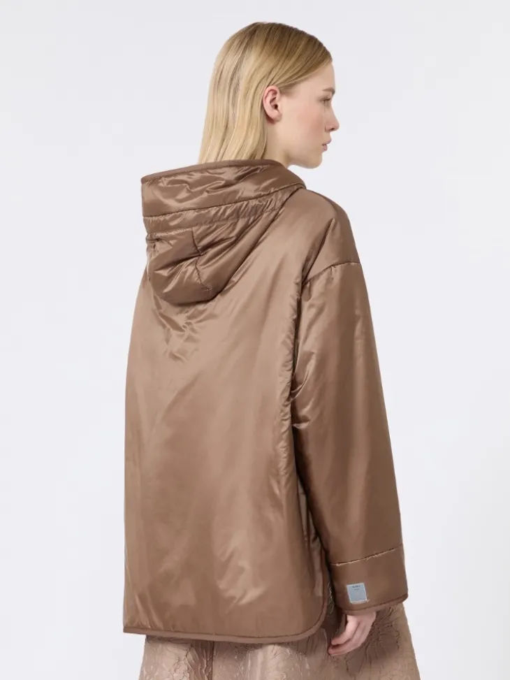 Oversized padded jacket in water-repellent canvas - MUD