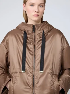 Oversized padded jacket in water-repellent canvas - MUD