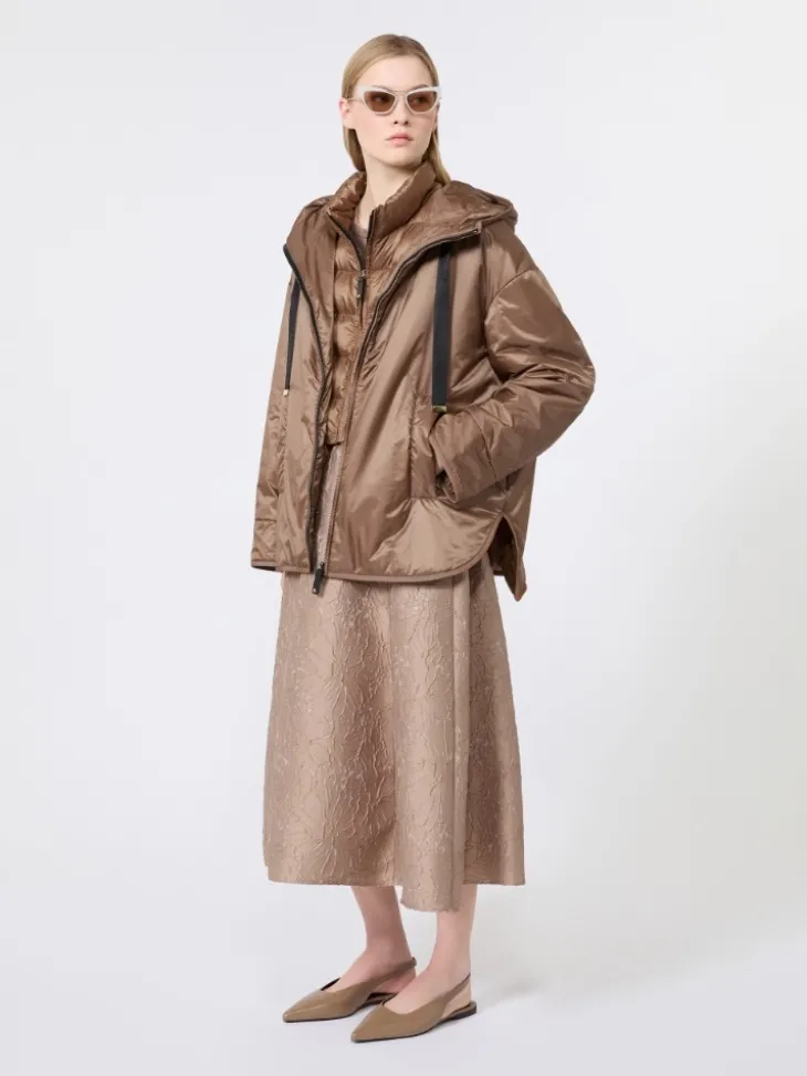Oversized padded jacket in water-repellent canvas - MUD