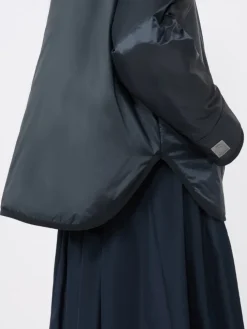 Oversized padded jacket in water-repellent canvas - MIDNIGHTBLUE