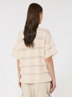 Oversized patterned viscose sweater - IVORY