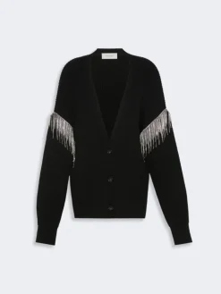 Oversized pure wool cardigan - BLACK