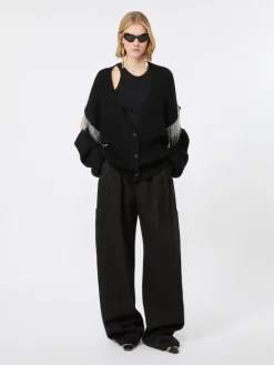 Oversized pure wool cardigan - BLACK