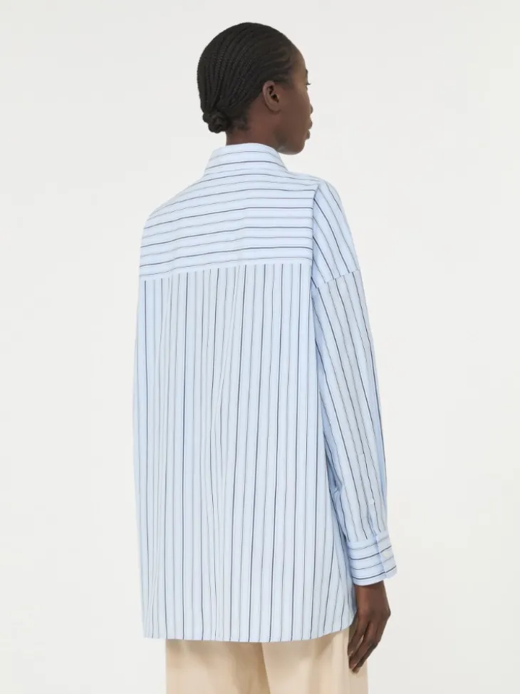 Oversized striped cotton shirt - LIGHT BLUE