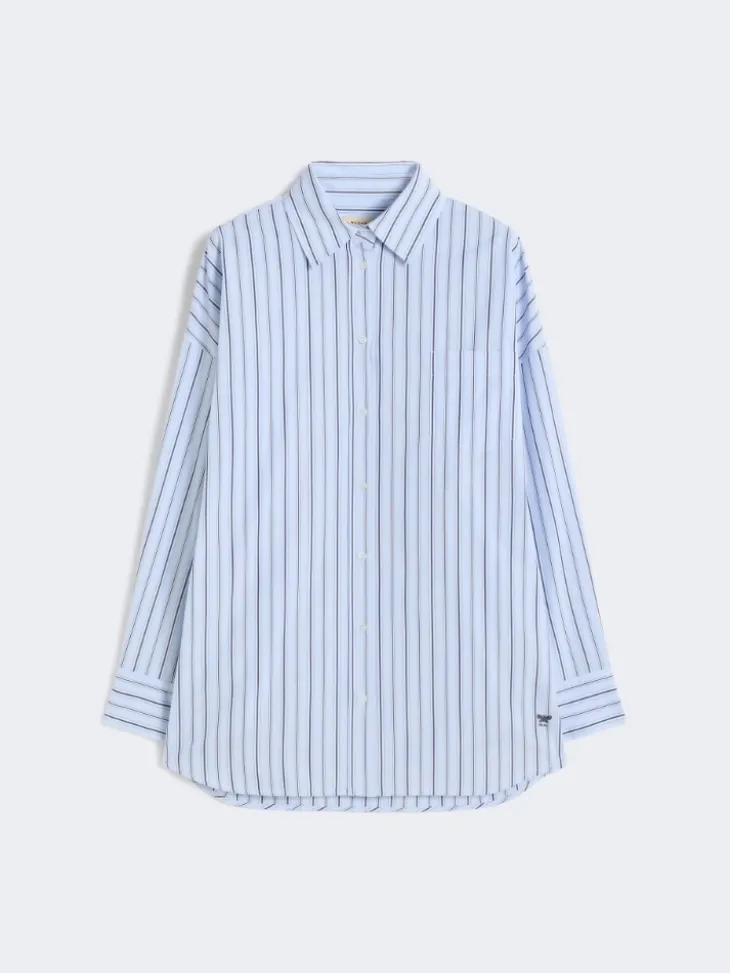 Oversized striped cotton shirt - LIGHT BLUE