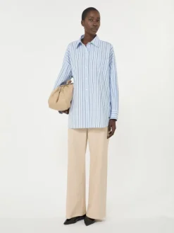 Oversized striped cotton shirt - LIGHT BLUE
