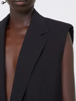 Oversized washed viscose gilet - BLACK