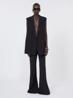 Oversized washed viscose gilet - BLACK