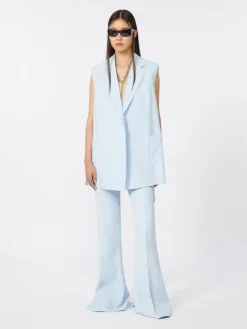 Oversized washed viscose gilet - LIGHT BLUE