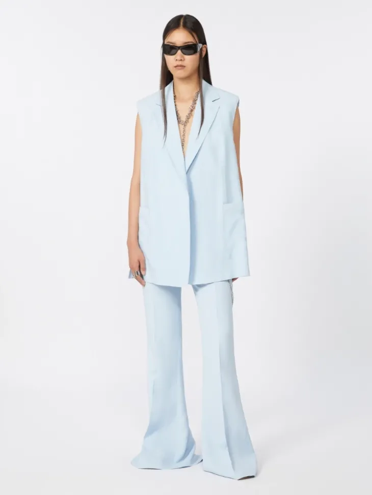 Oversized washed viscose gilet - LIGHT BLUE