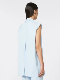 Oversized washed viscose gilet - LIGHT BLUE