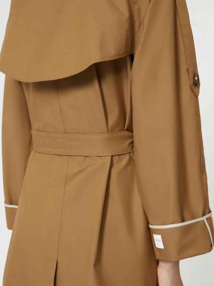 Oversized water-repellent twill trench coat - BROWN