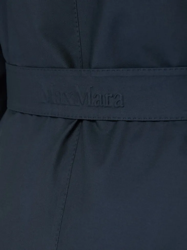 Oversized water-repellent twill trench coat - ULTRAMARINE