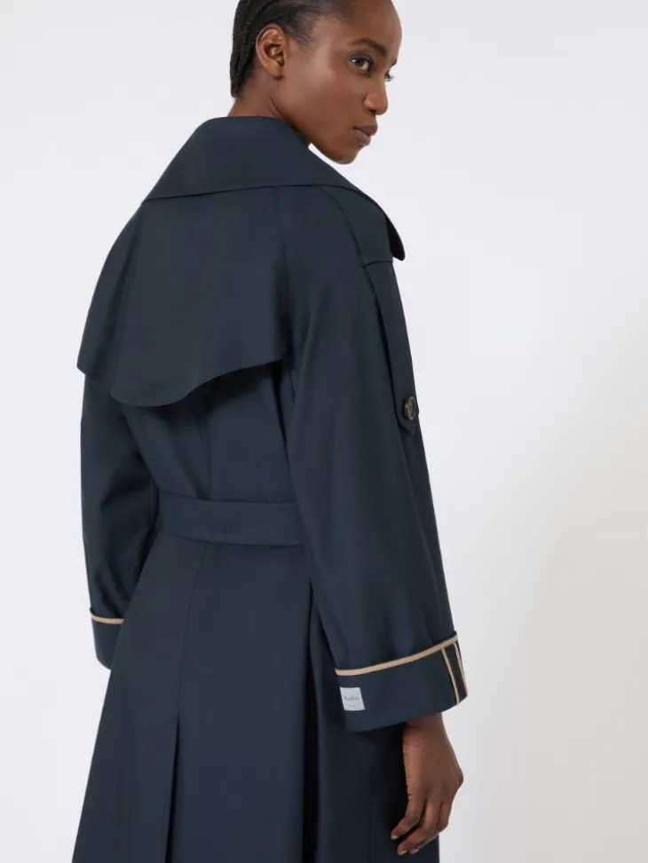 Oversized water-repellent twill trench coat - ULTRAMARINE