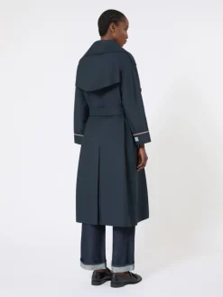 Oversized water-repellent twill trench coat - ULTRAMARINE