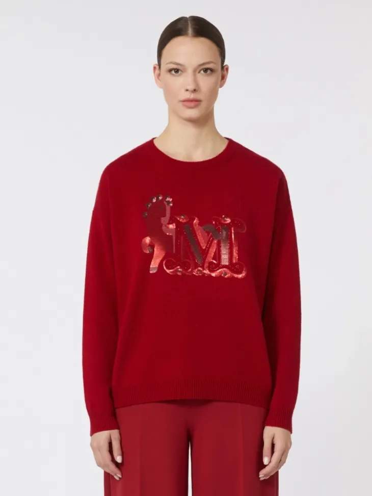 Oversized wool and cashmere sweater - DARK RED