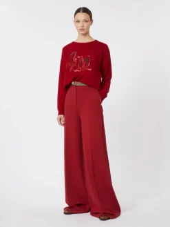 Oversized wool and cashmere sweater - DARK RED