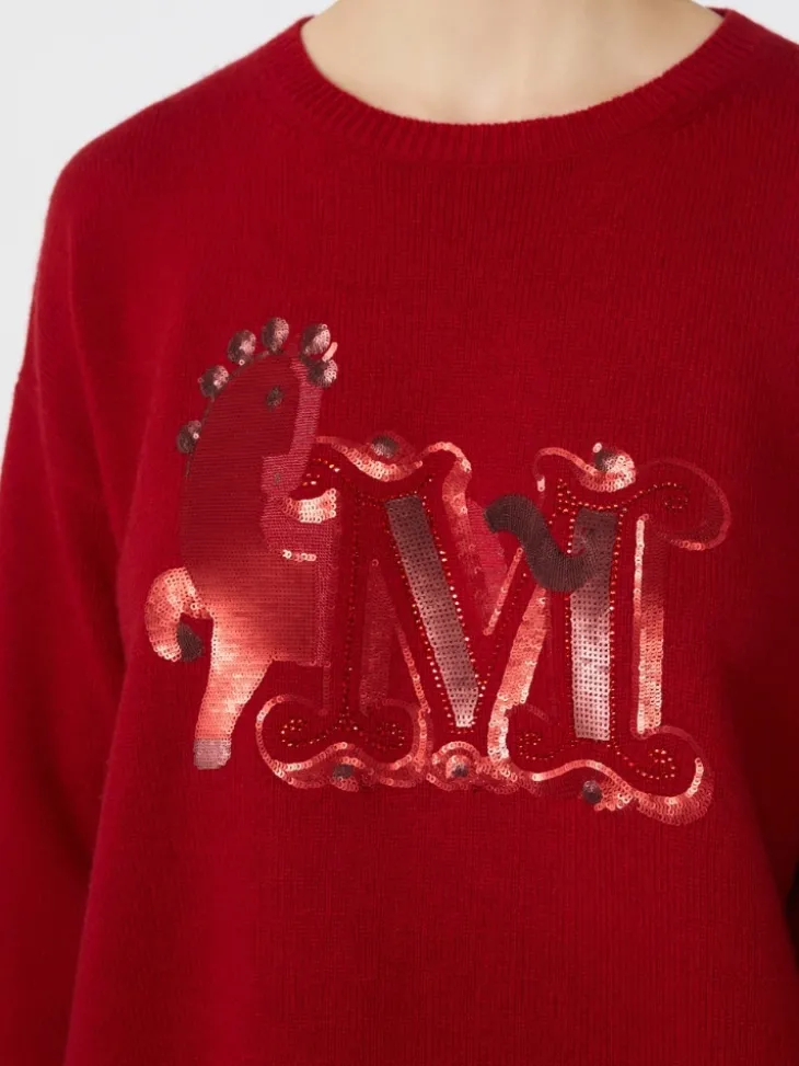 Oversized wool and cashmere sweater - DARK RED