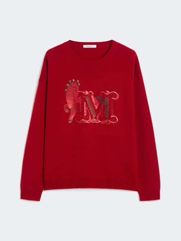 Oversized wool and cashmere sweater - DARK RED