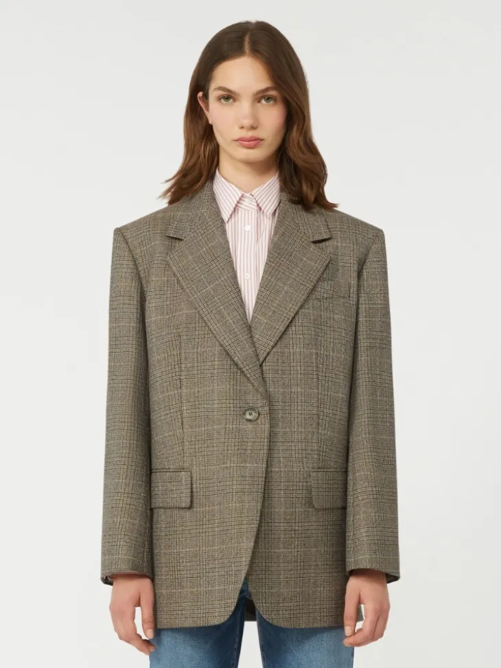 Oversized wool blazer - BROWN