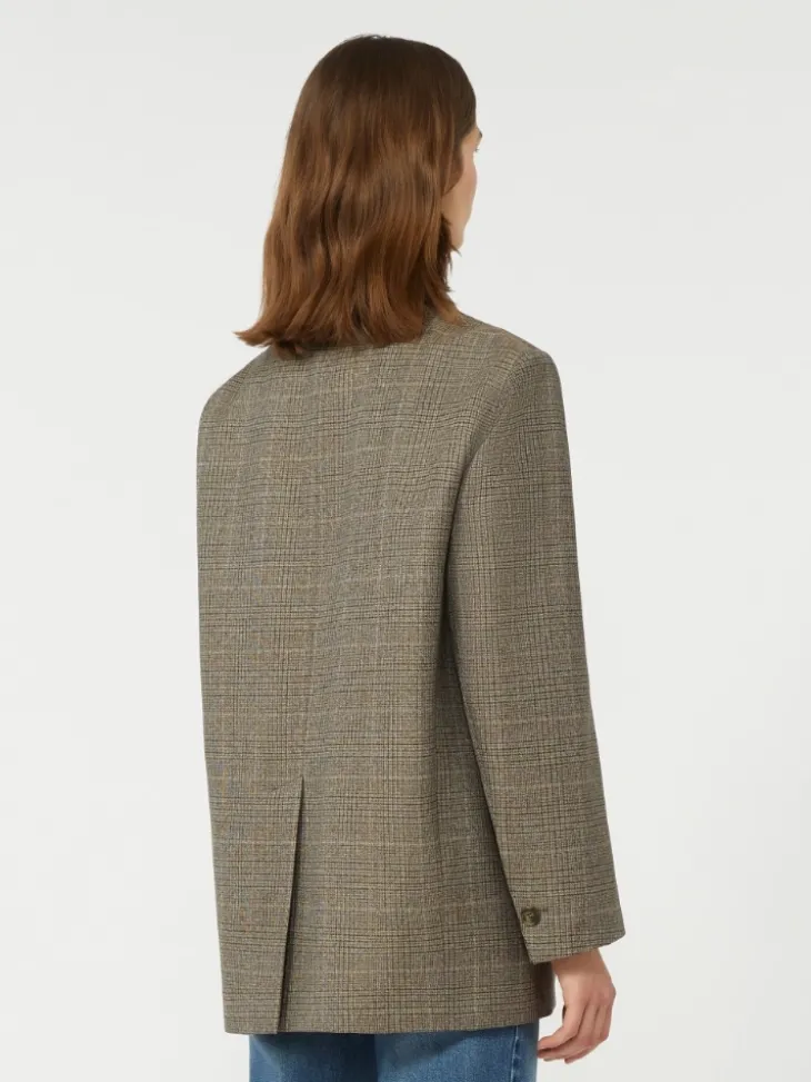 Oversized wool blazer - BROWN