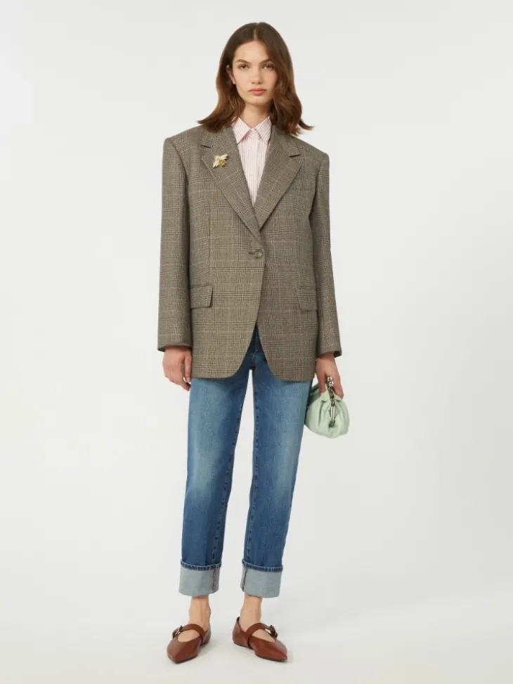 Oversized wool blazer - BROWN