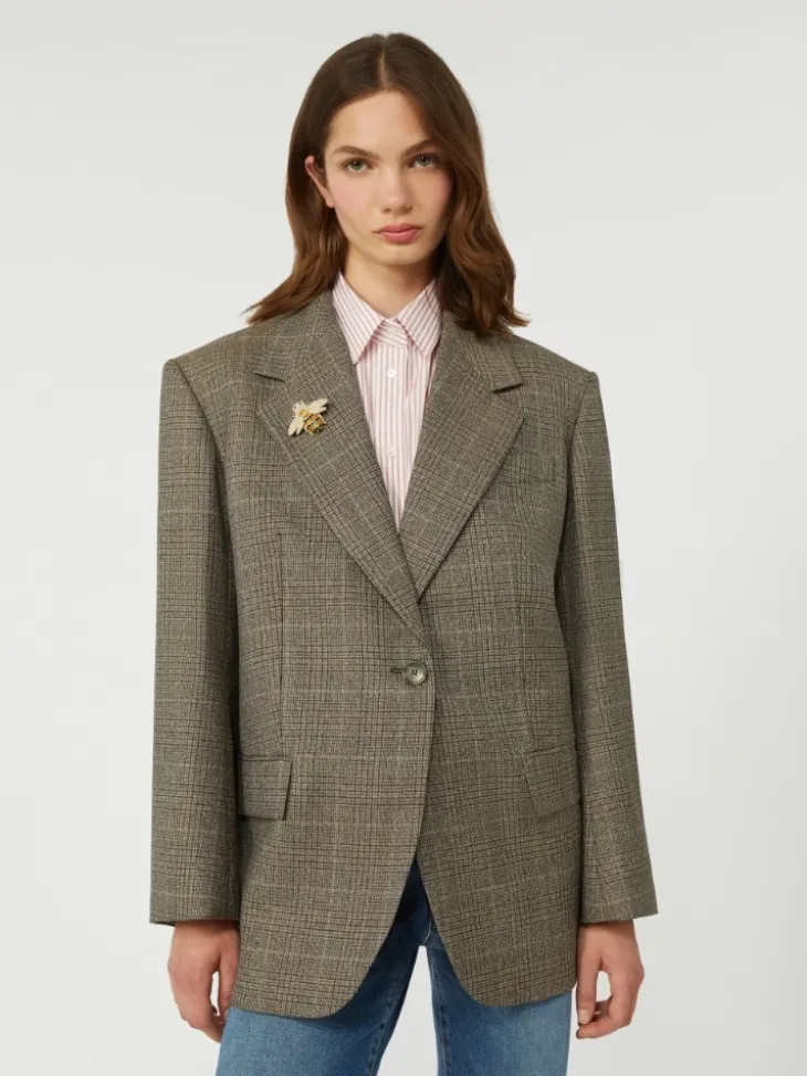 Oversized wool blazer - BROWN