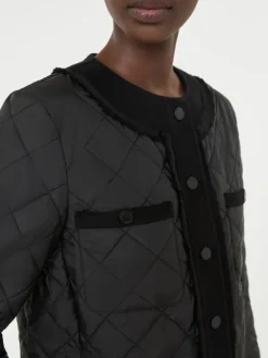 Padded cropped jacket in water-repellent canvas - BLACK