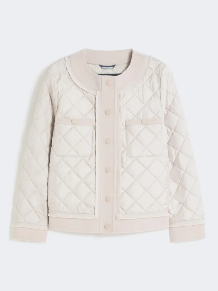 Padded cropped jacket in water-repellent canvas - SAND