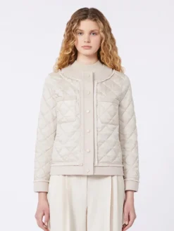 Padded cropped jacket in water-repellent canvas - SAND
