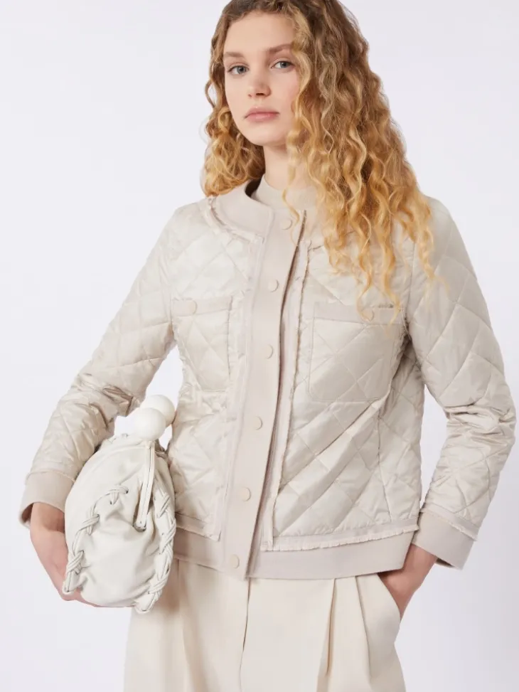 Padded cropped jacket in water-repellent canvas - SAND