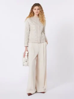 Padded cropped jacket in water-repellent canvas - SAND