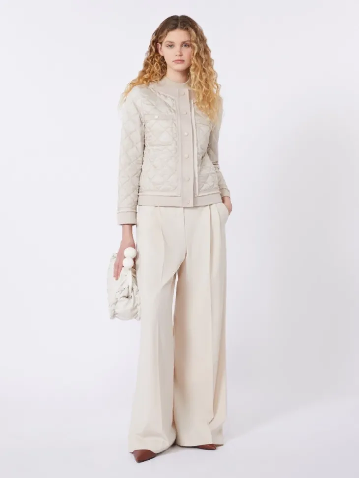 Padded cropped jacket in water-repellent canvas - SAND