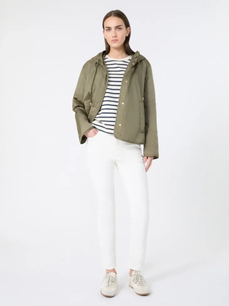 Padded, hooded jacket in water-repellent canvas - MUD