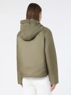 Padded, hooded jacket in water-repellent canvas - MUD