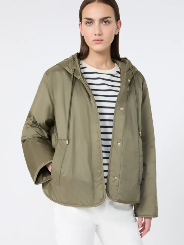 Padded, hooded jacket in water-repellent canvas - MUD
