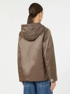 Padded water-repellent canvas hooded jacket - HAZELNUT BROWN