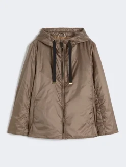 Padded water-repellent canvas hooded jacket - HAZELNUT BROWN