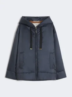 Padded water-repellent canvas hooded jacket - MIDNIGHTBLUE